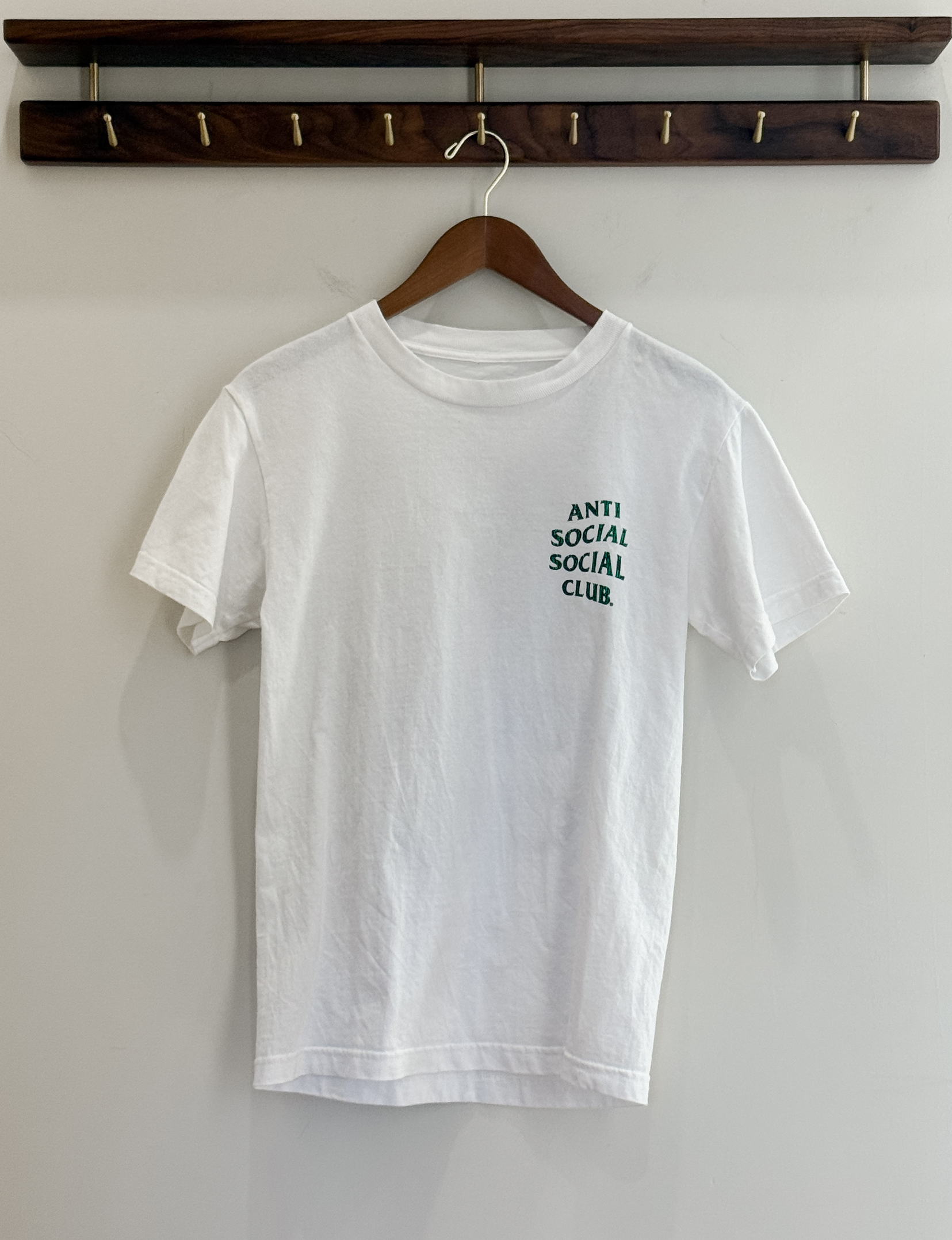 Anti Social Social Club Classic Logo Tee, White/Green
