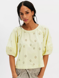 Jessie Eyelet Tee, Lemon Water/Combo