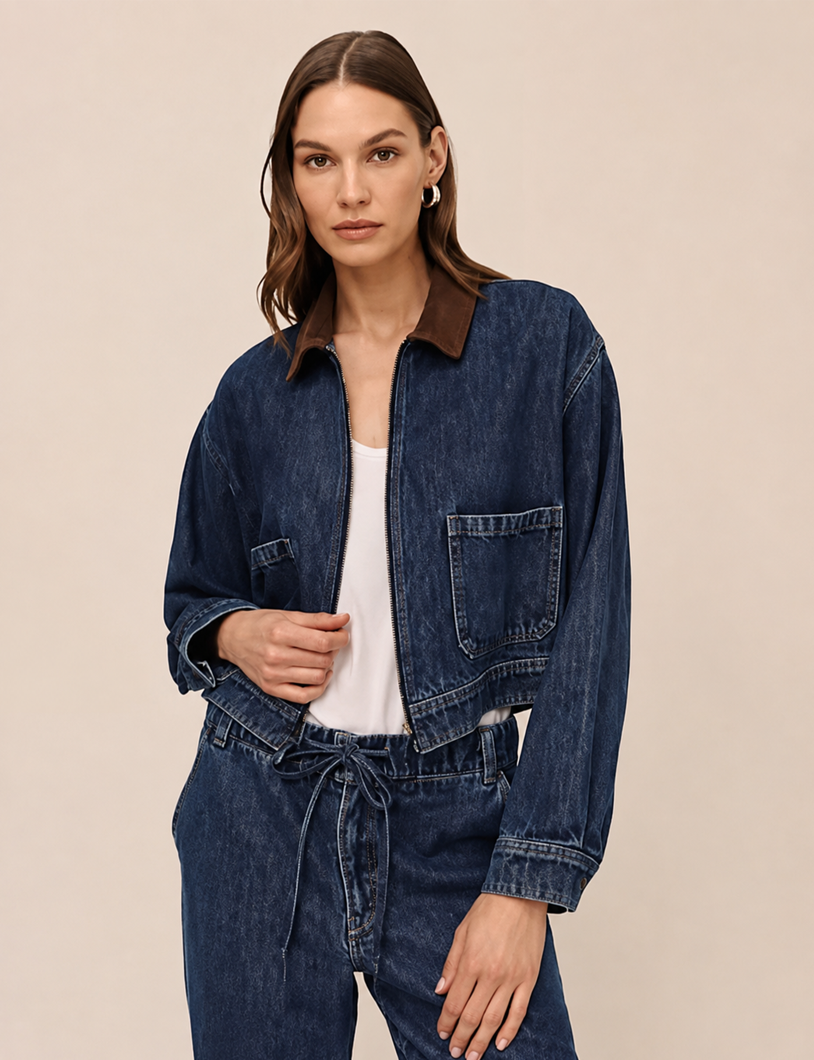 Cropped Barn Jacket, Dark Rinse Wash