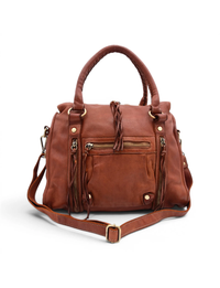 Large Leather Satchel, Cognac