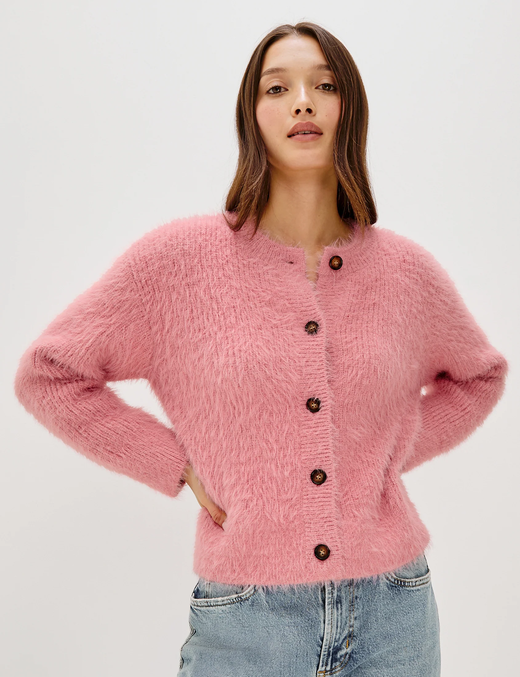 Melo Cardigan, Heather Pink