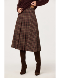 Vena Skirt, Wine Plaid