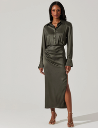 Elizabello Midi Shirt Dress, Moss