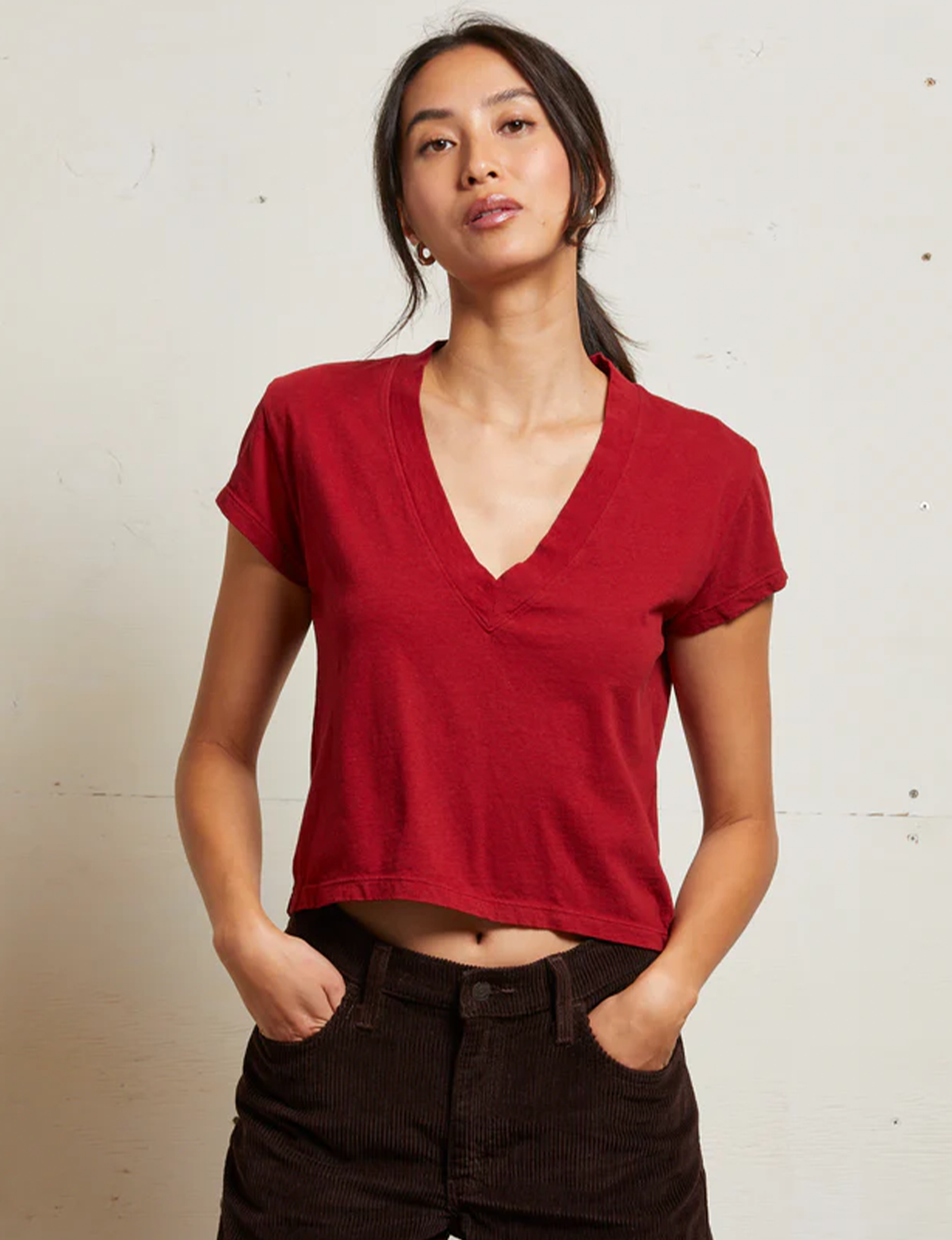 Alanis Recycled V-Neck, Maple