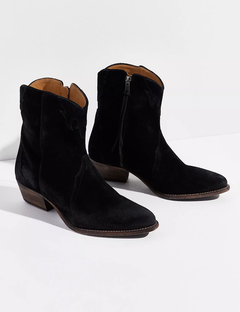 New Frontier Western Boot, Black Suede