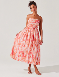 Aneesha Dress, Coral Tie Dye