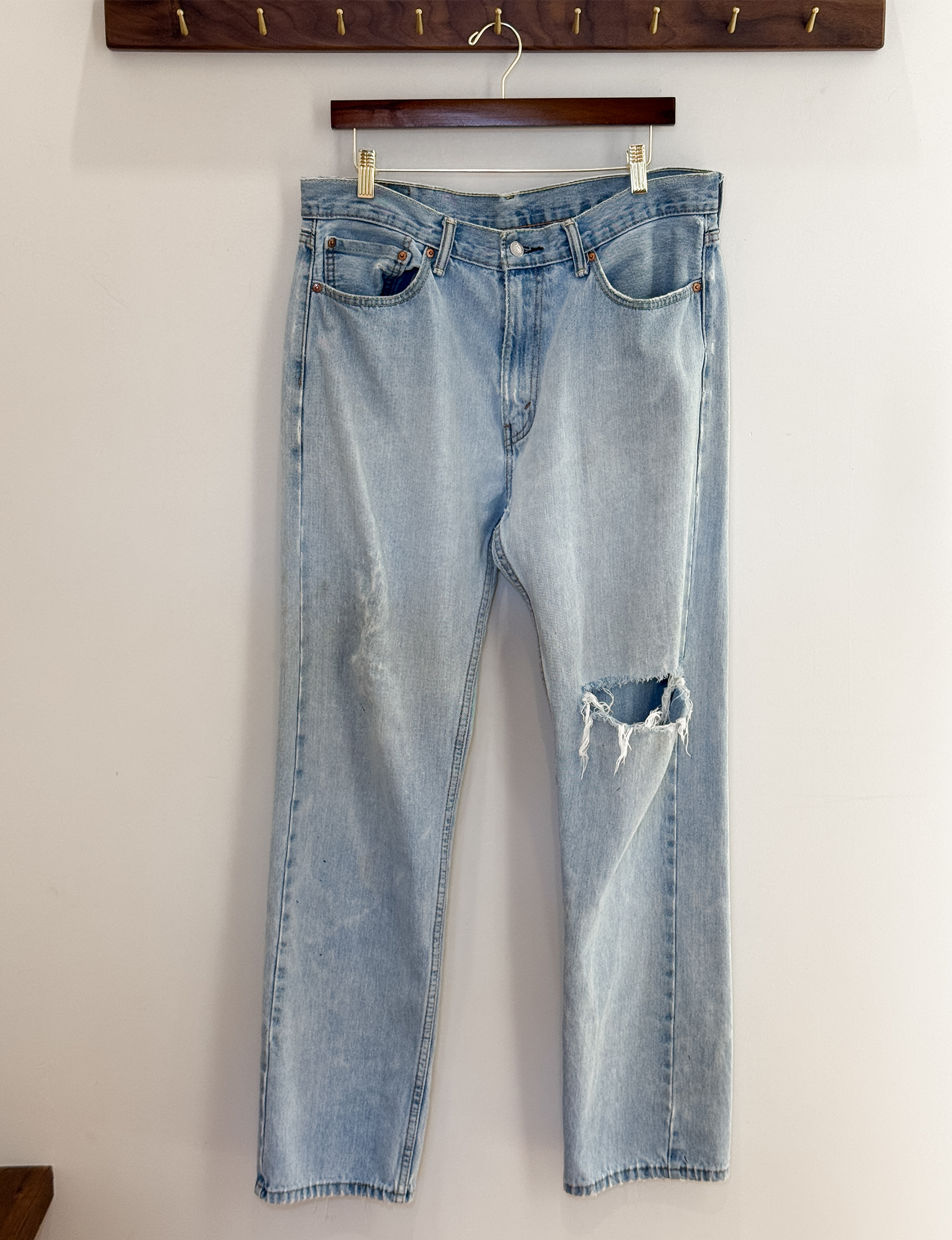 Levi's 501 Original Distressed Jeans, Light Wash