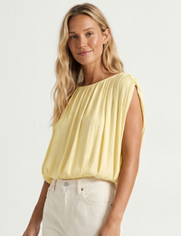 Grecian Drape Blouse, Pale Banana