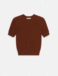 Cashmere Pointelle Cardi, Chestnut