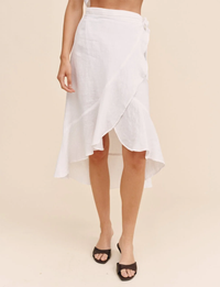 Ruffle Wrap Skirt, White