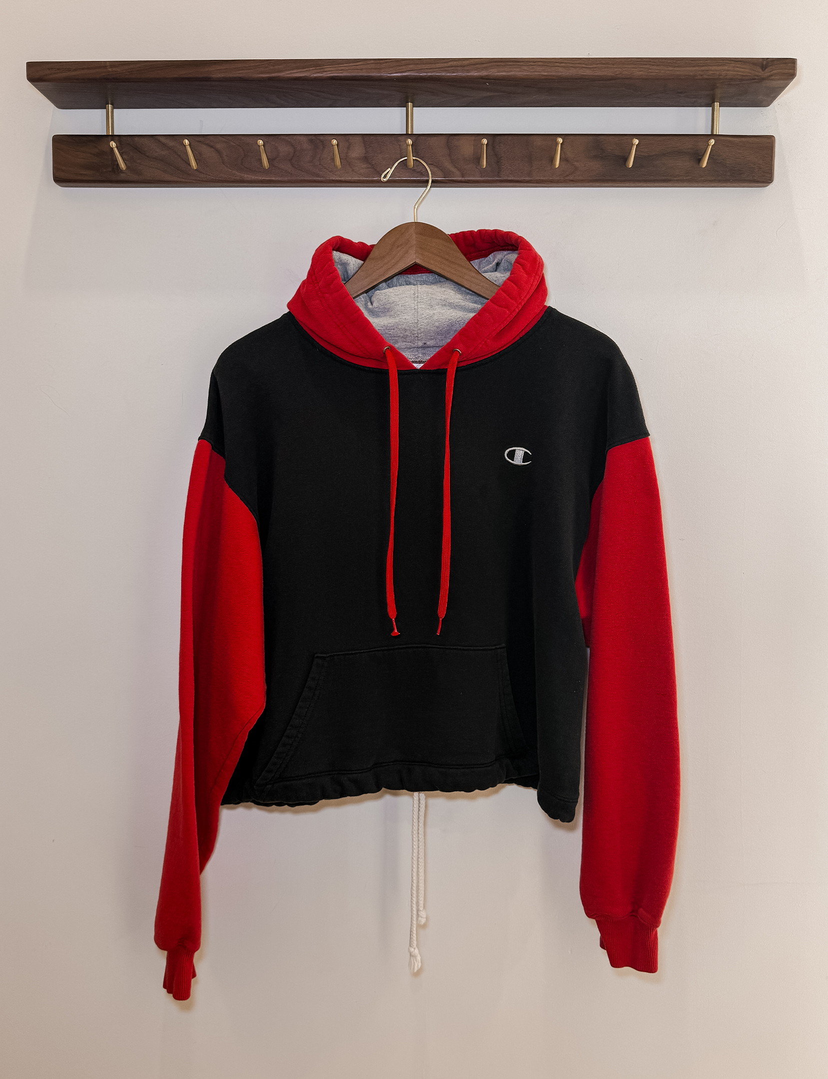 Champion Cinched Waist Hoodie, Red/Black