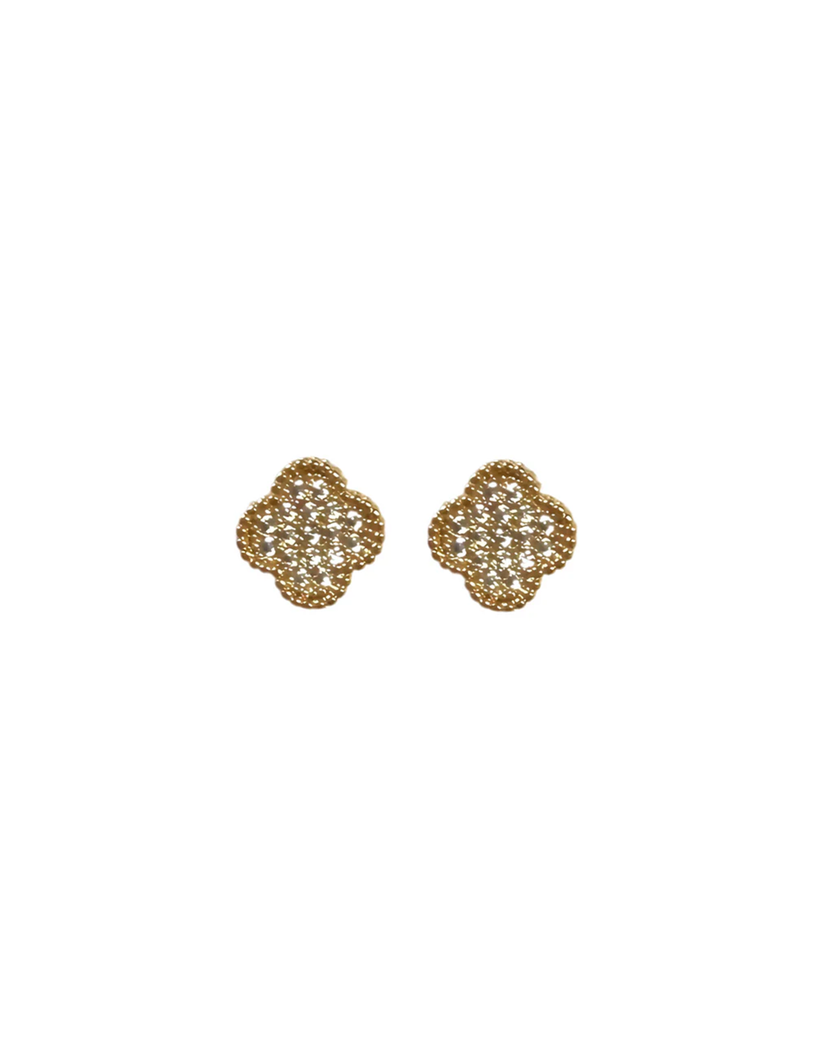 Gracie Pave Clover Studs, Gold