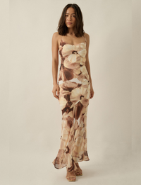 Chiffon Maxi Dress, Sand Floral