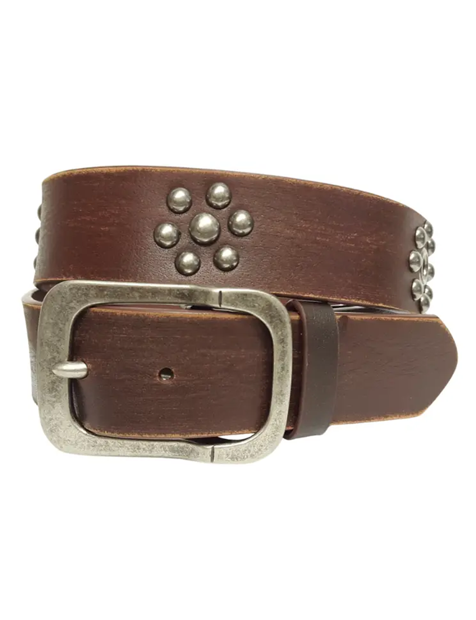 Vintage Edge Studded Belt, Brown