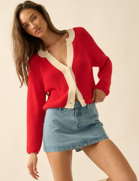 Contrast Cardi, Cherry Tomato