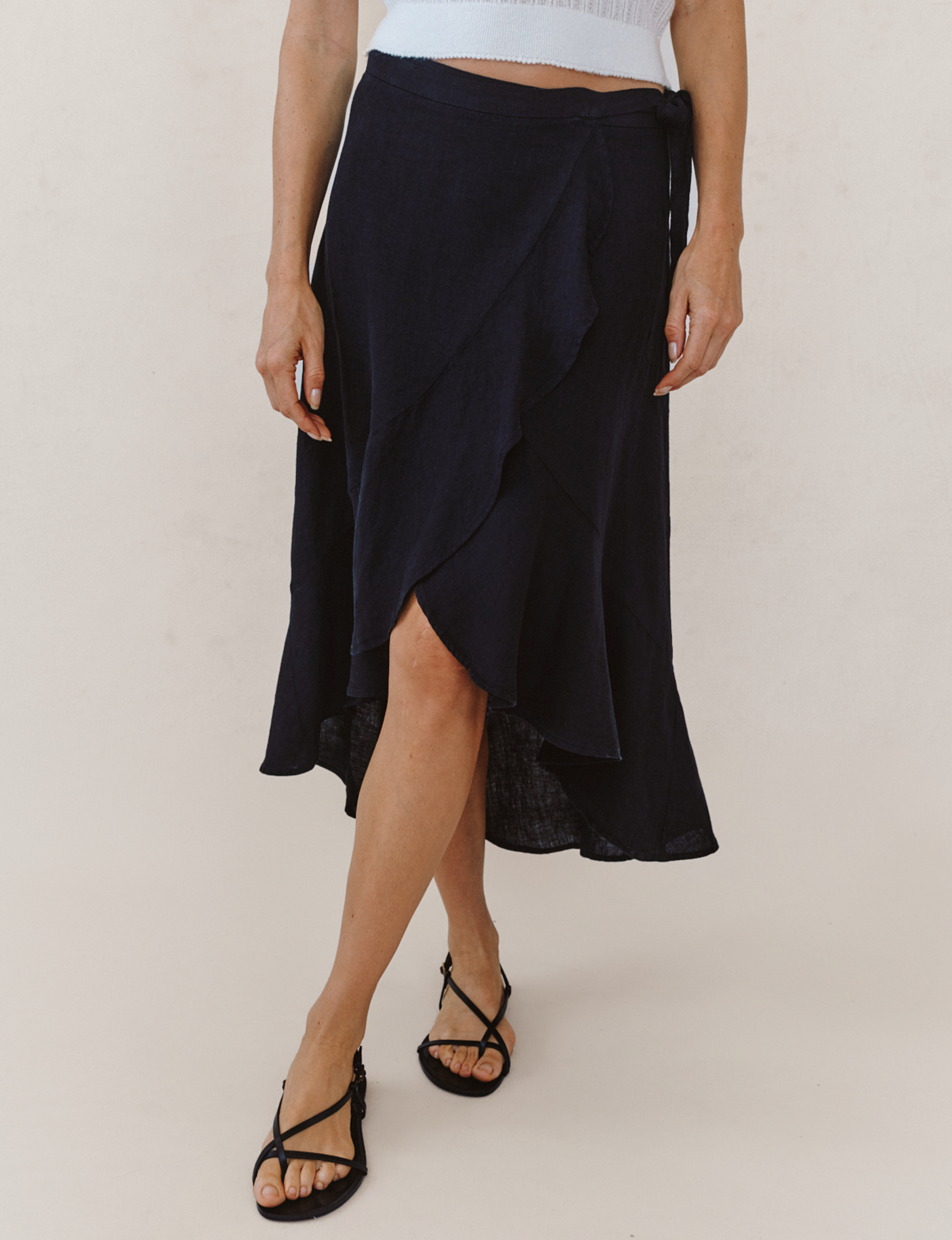 Ruffle Wrap Skirt, Black