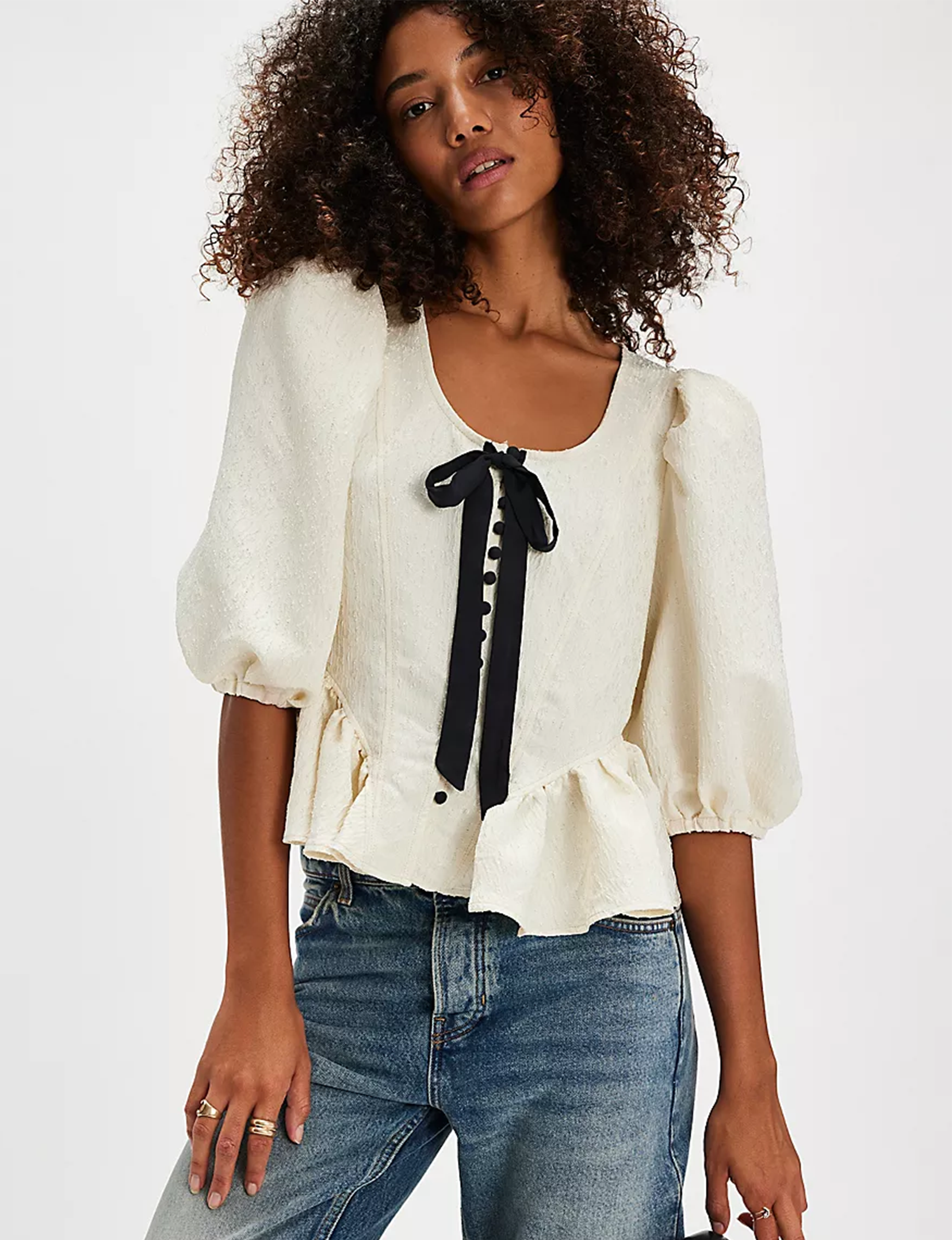 Pamela Bow Top, White Alyssum