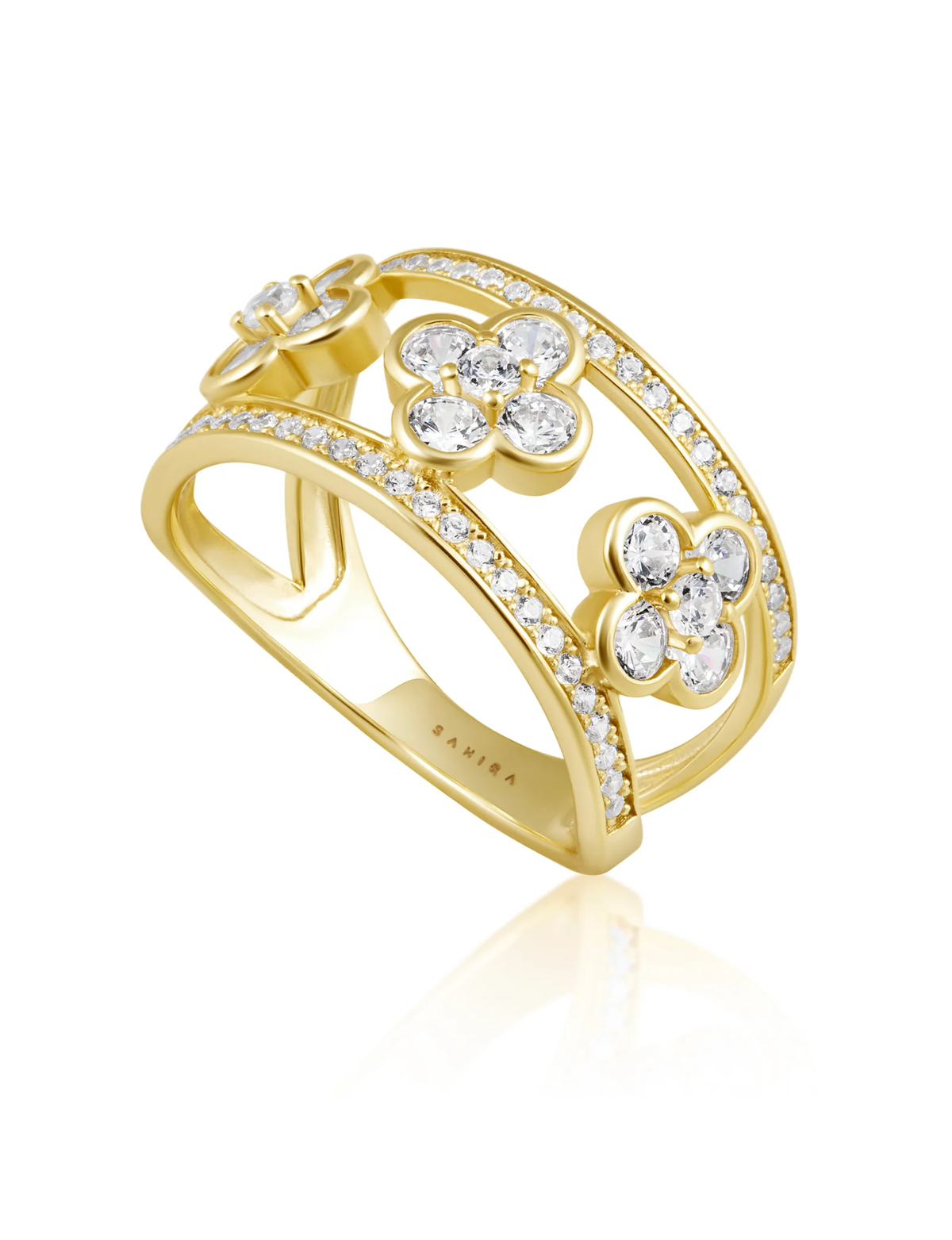 Mia CZ Clover Ring, Gold