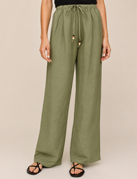 Beaded Beach Pant, Olive Leaf