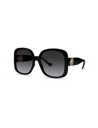 Wide Square Sunglasses, Black/Grey