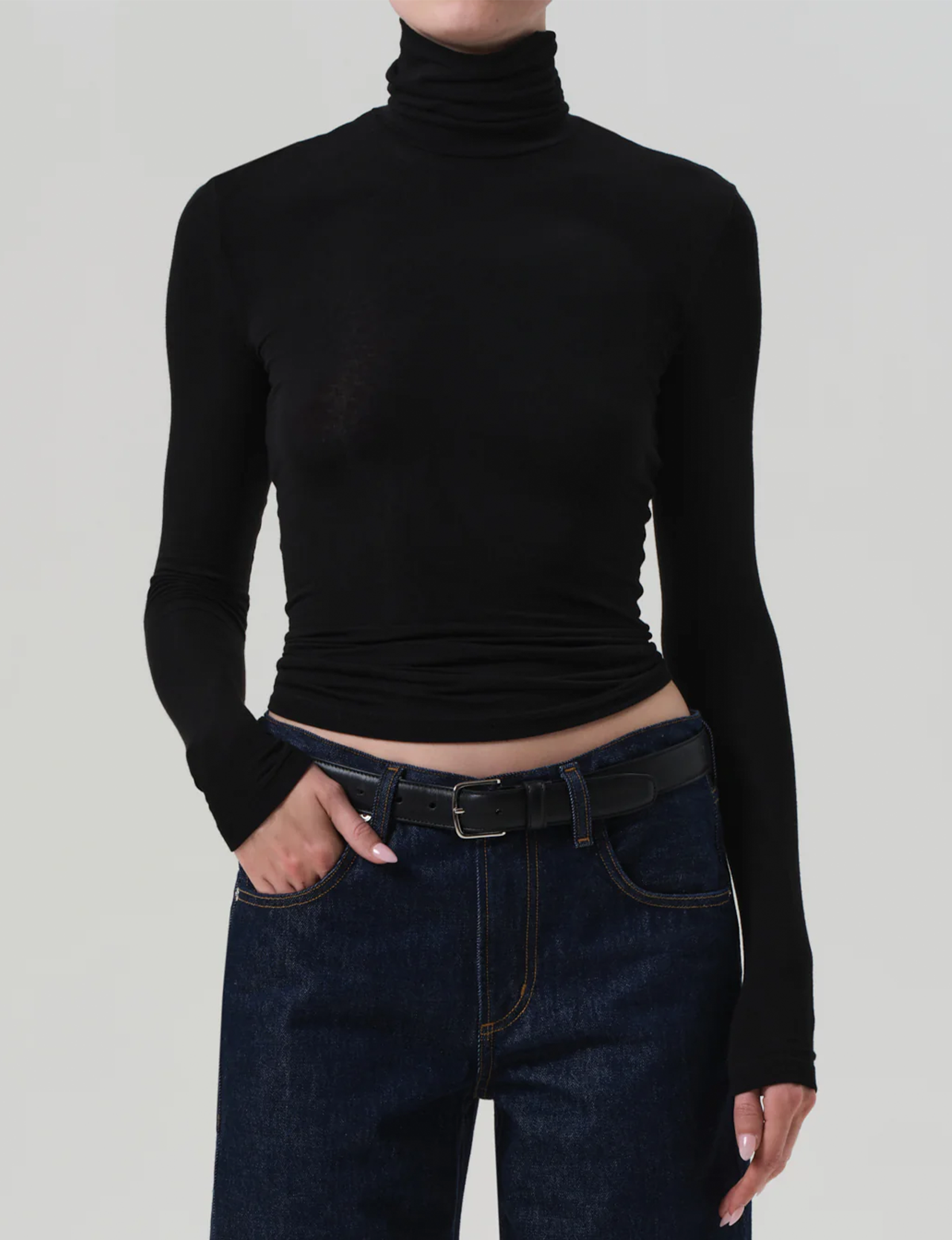 Caradene Rib Turtleneck, Black