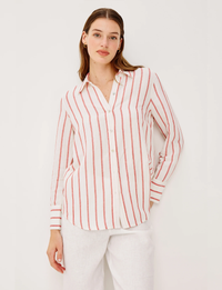Knox Shirt, Scarlet/Ivory Stripe