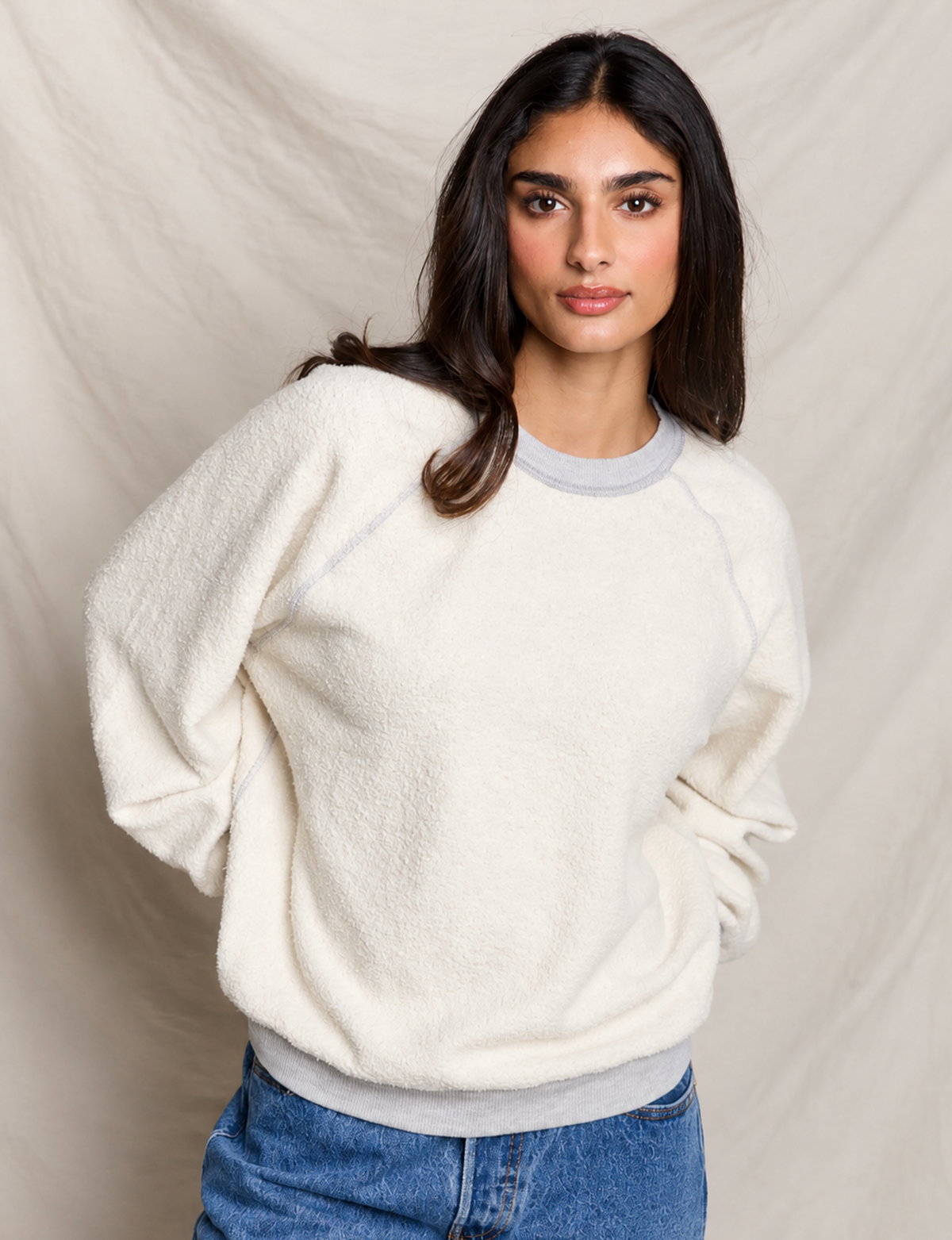 Oversized Ziggy Inside Out Sweatshirt, Heather Grey