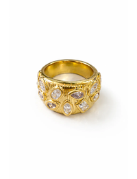 Georgie Bezel Statement Ring, Gold