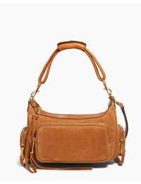 Away We Go Shoulder Bag, Rustic Caramel Suede
