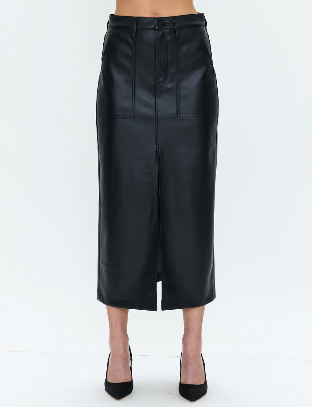 Alice Leather Utility Skirt, Slate Black