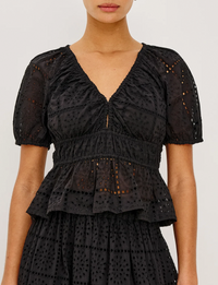 Argenta Embroidered Top, Black