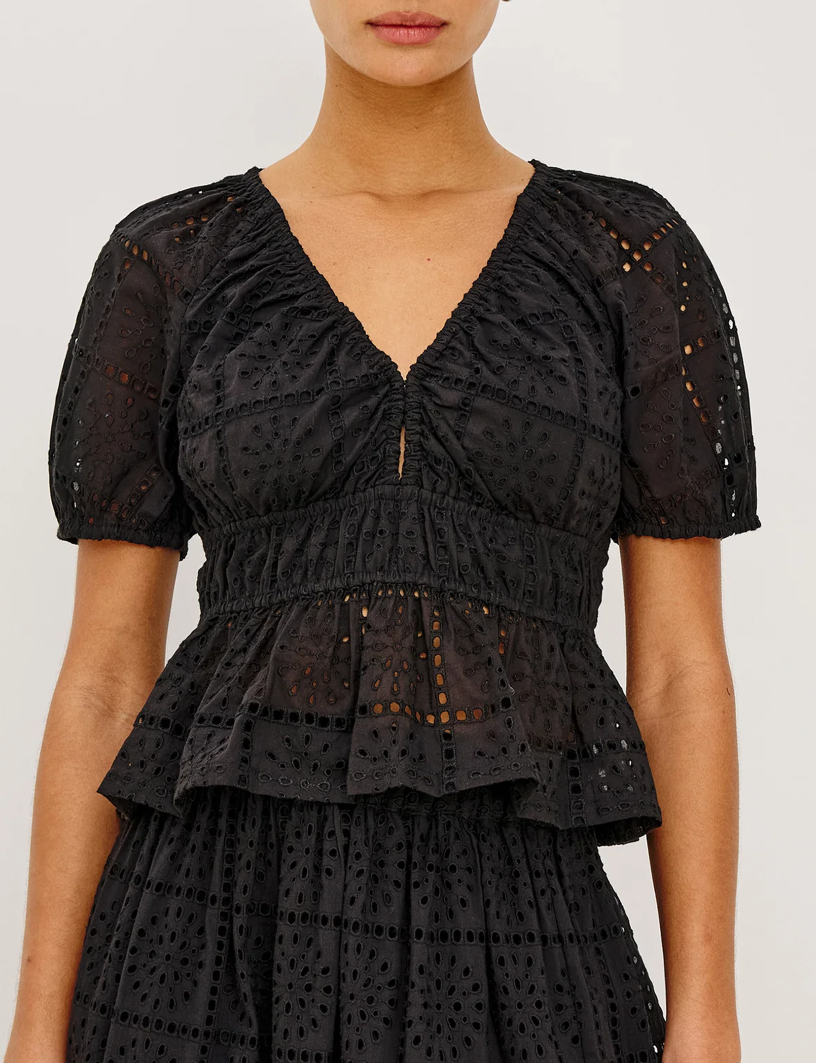 Argenta Embroidered Top, Black