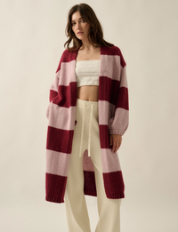 Colorblock Duster, Burgundy/Aubergine