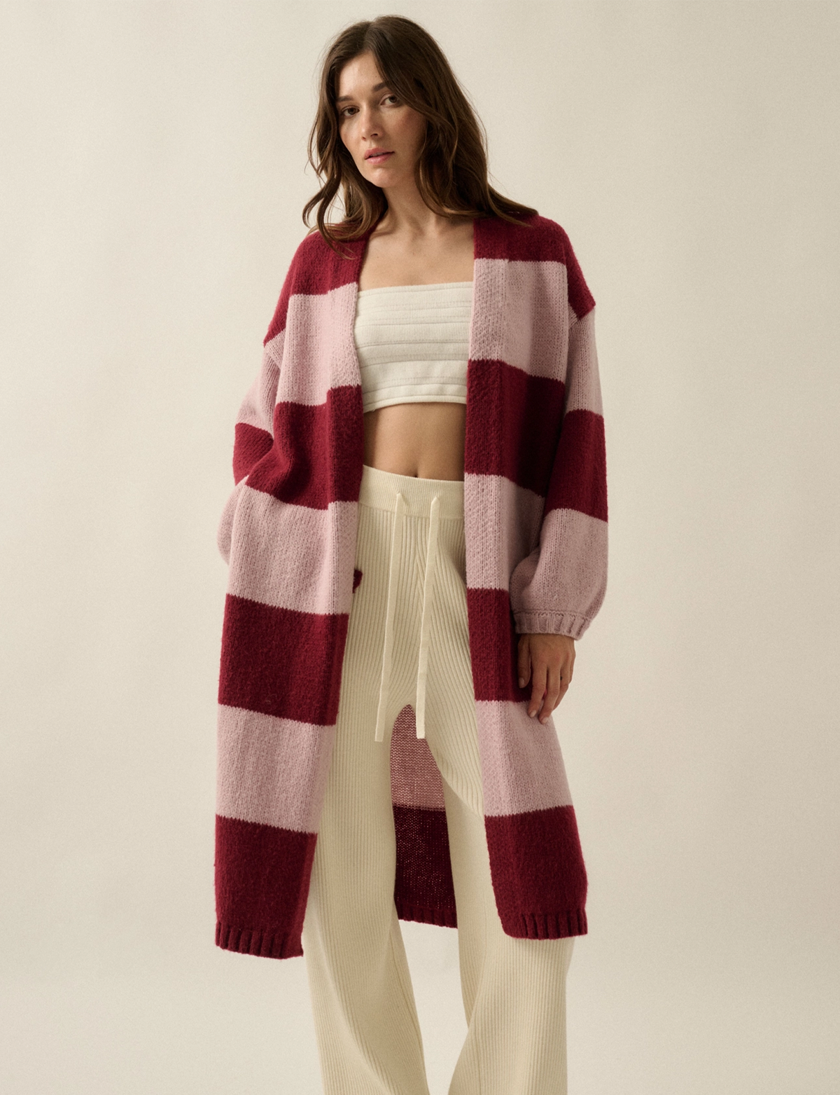 Colorblock Duster, Burgundy/Aubergine