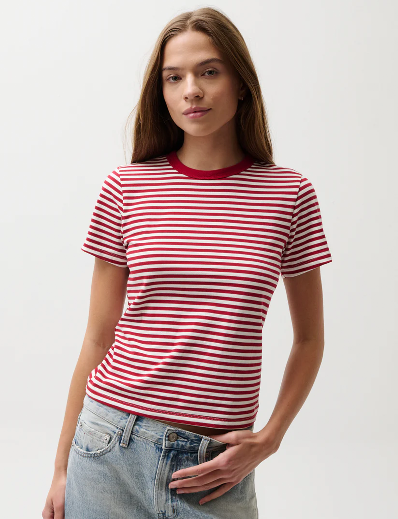 Alba Shrunken Tee, Racer Red