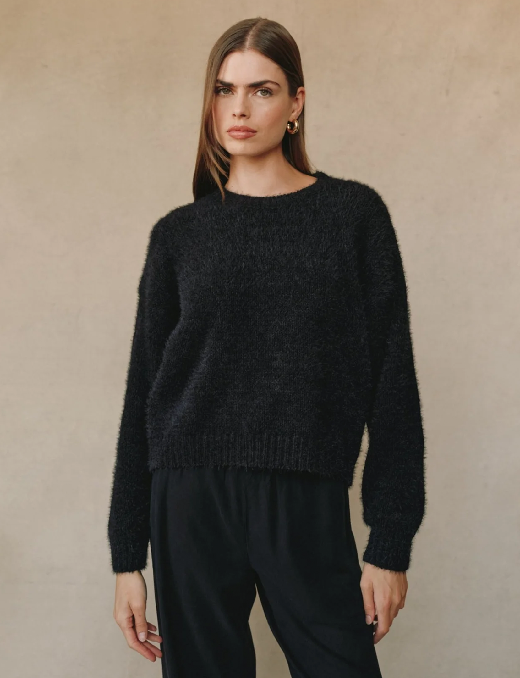 Drop Shoulder Sweater, Black