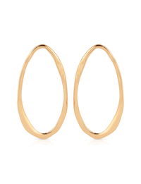 Hammered Large Oval Earrings, Gold