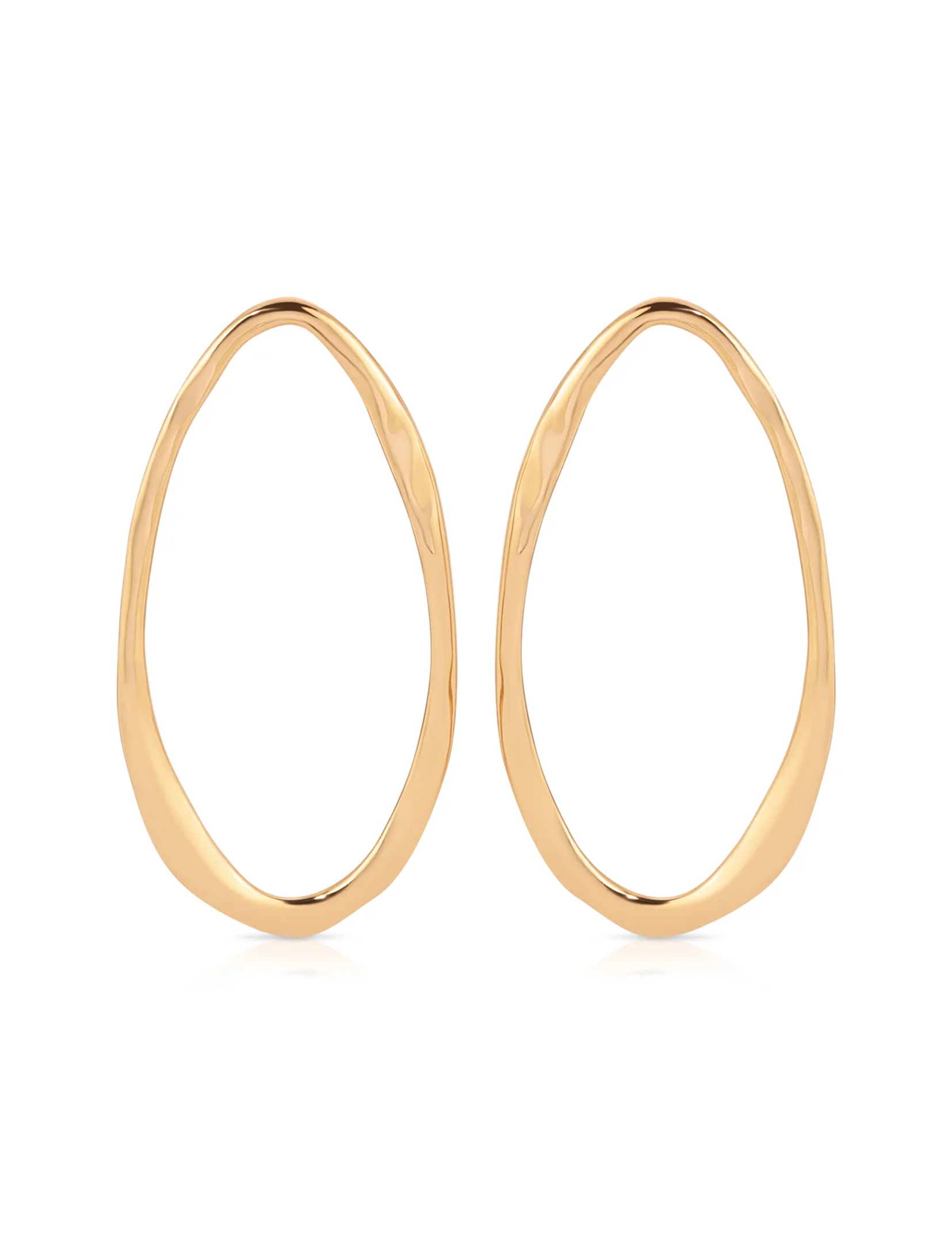 Hammered Large Oval Earrings, Gold