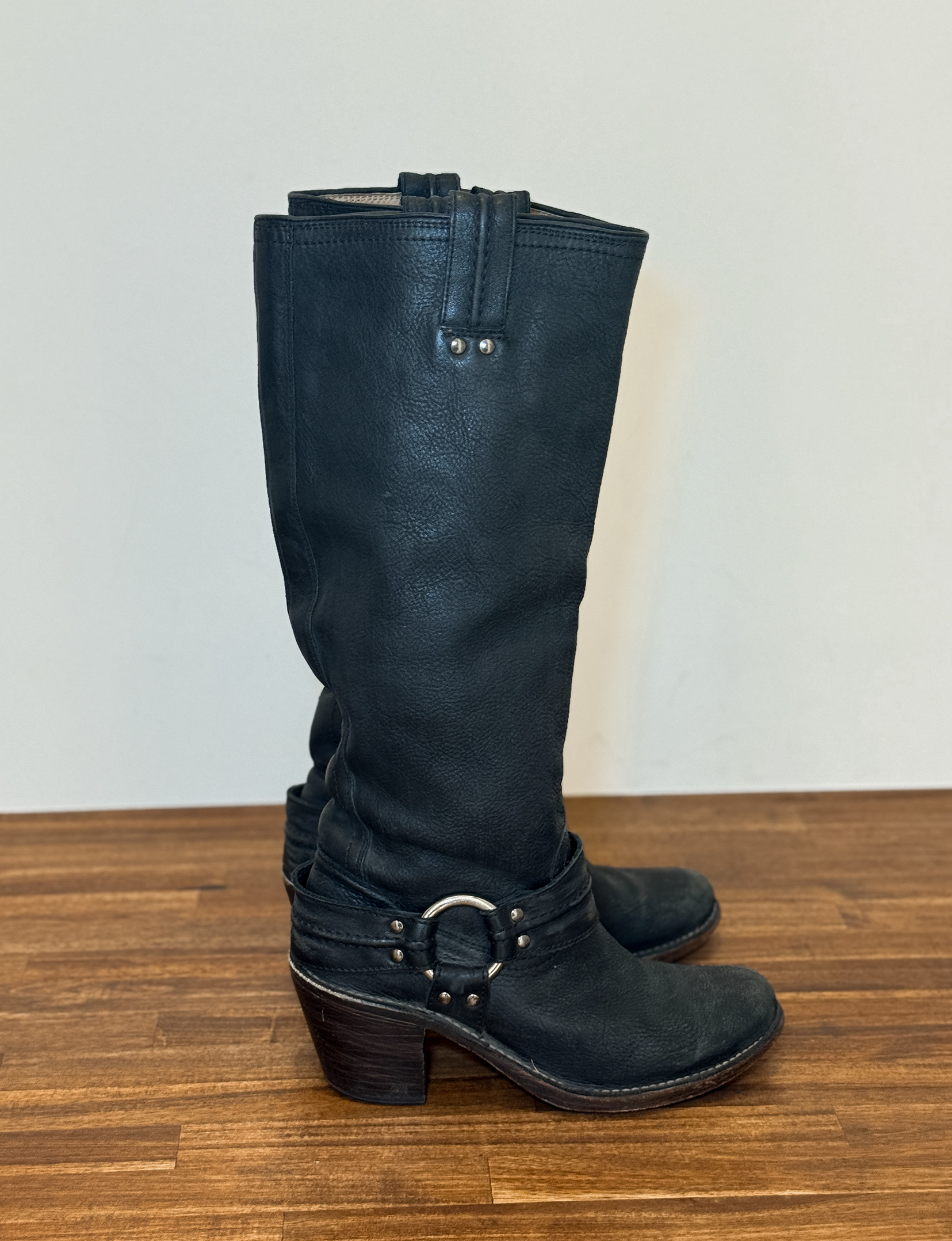 Frye Tall Harness Boots, Black Leather