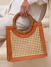 Round Handle Handbag, Tan Leather