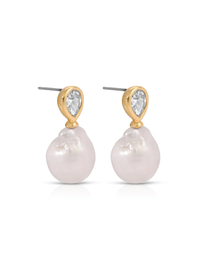 Freshwater Heirloom Earrings, Gold/Crystal