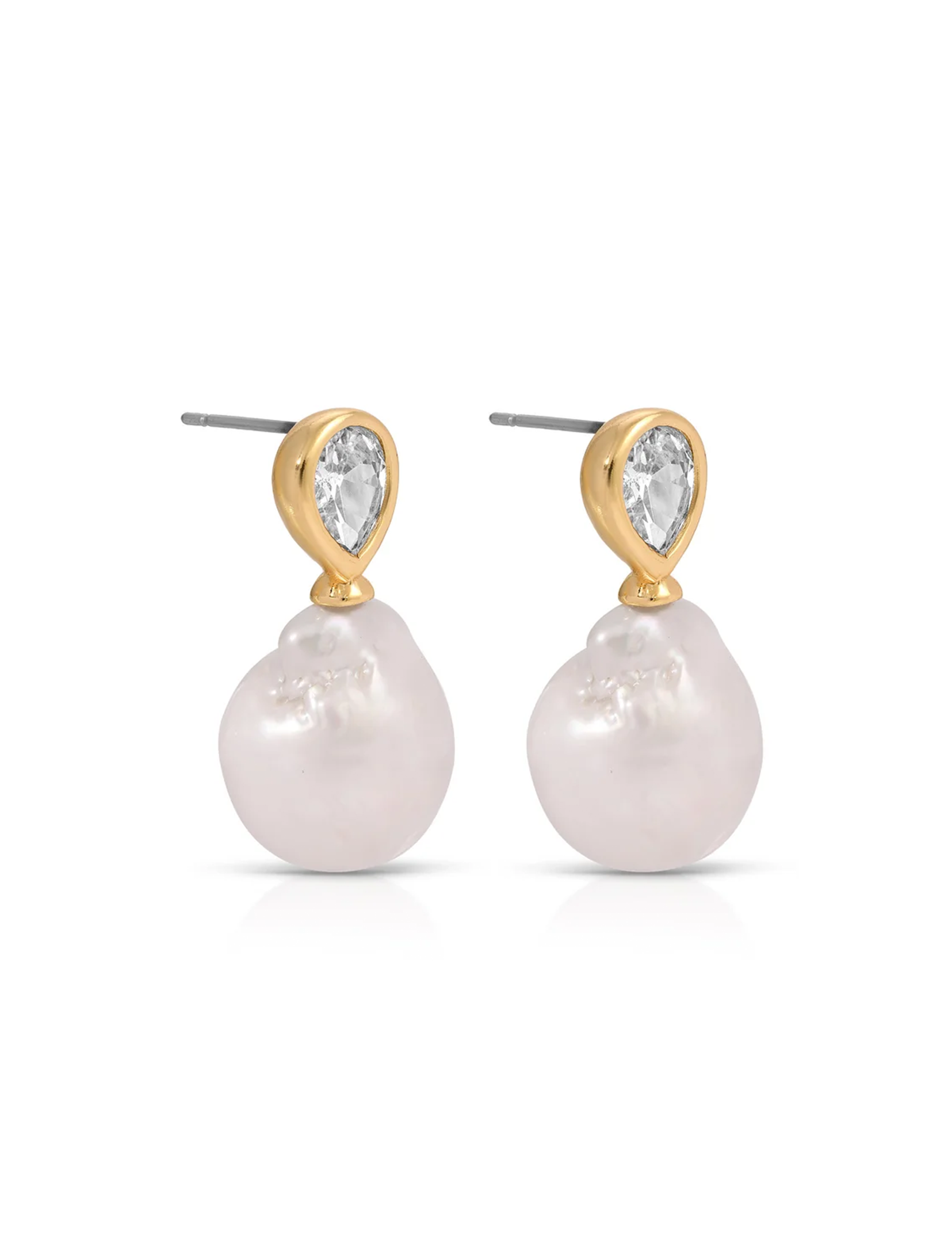 Freshwater Heirloom Earrings, Gold/Crystal