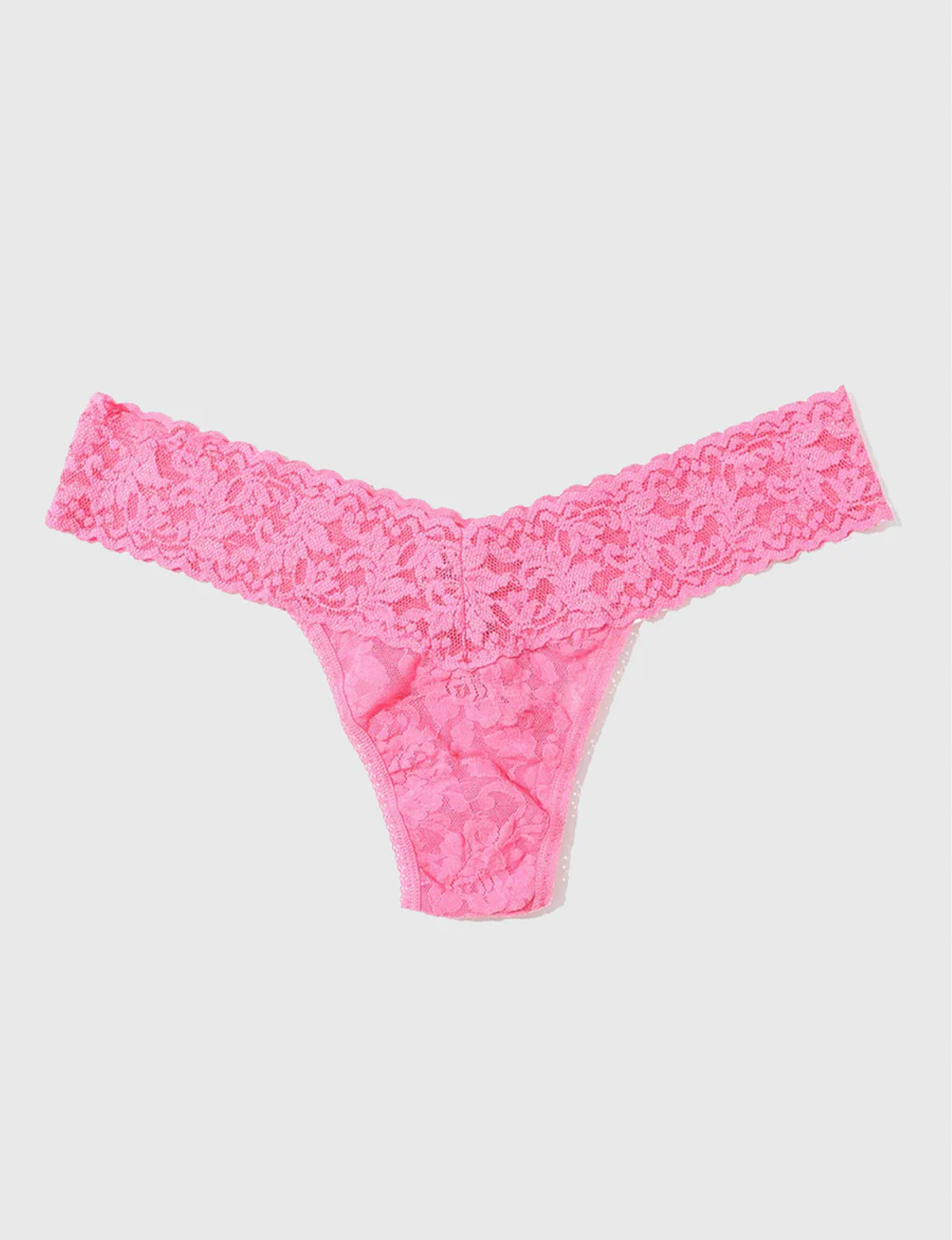 Signature Lace Low Rise Thong, Amused Pink