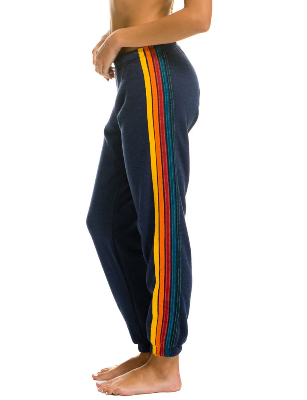 5 Stripe Womens Sweatpant, Navy/Multi