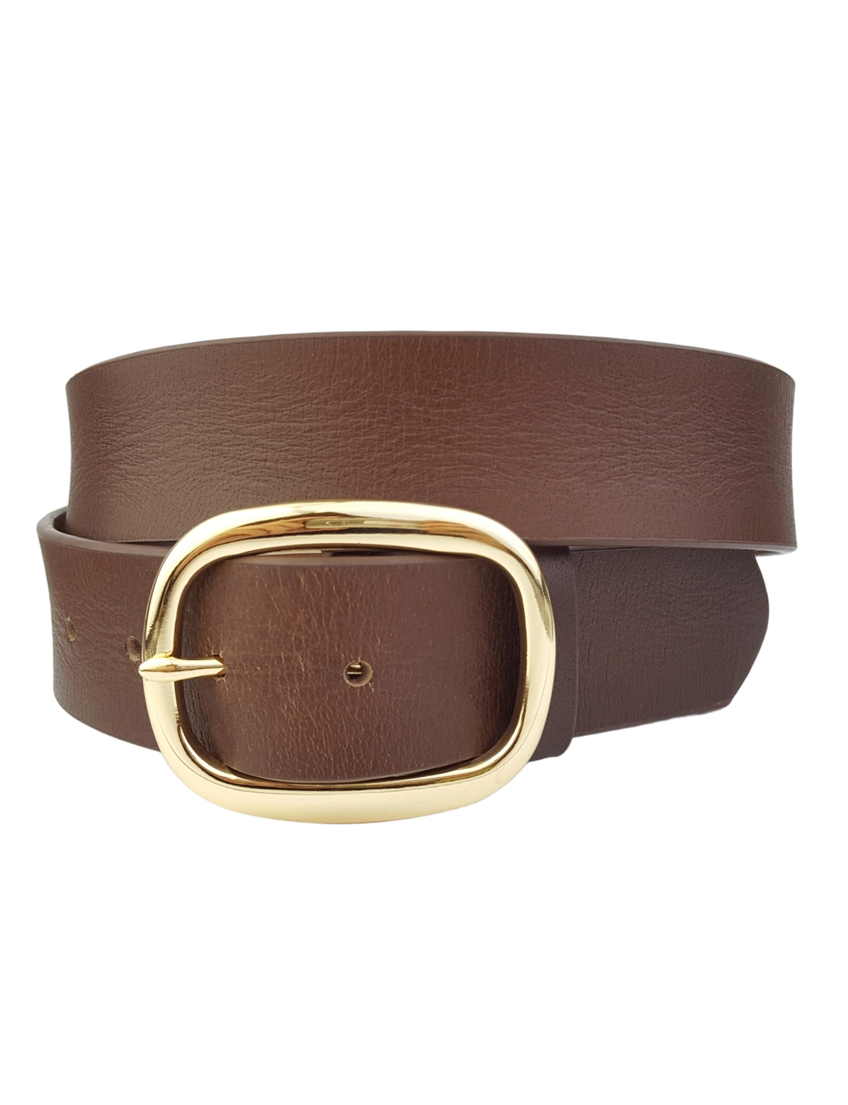 Casual Gold Buckle Belt, Brown