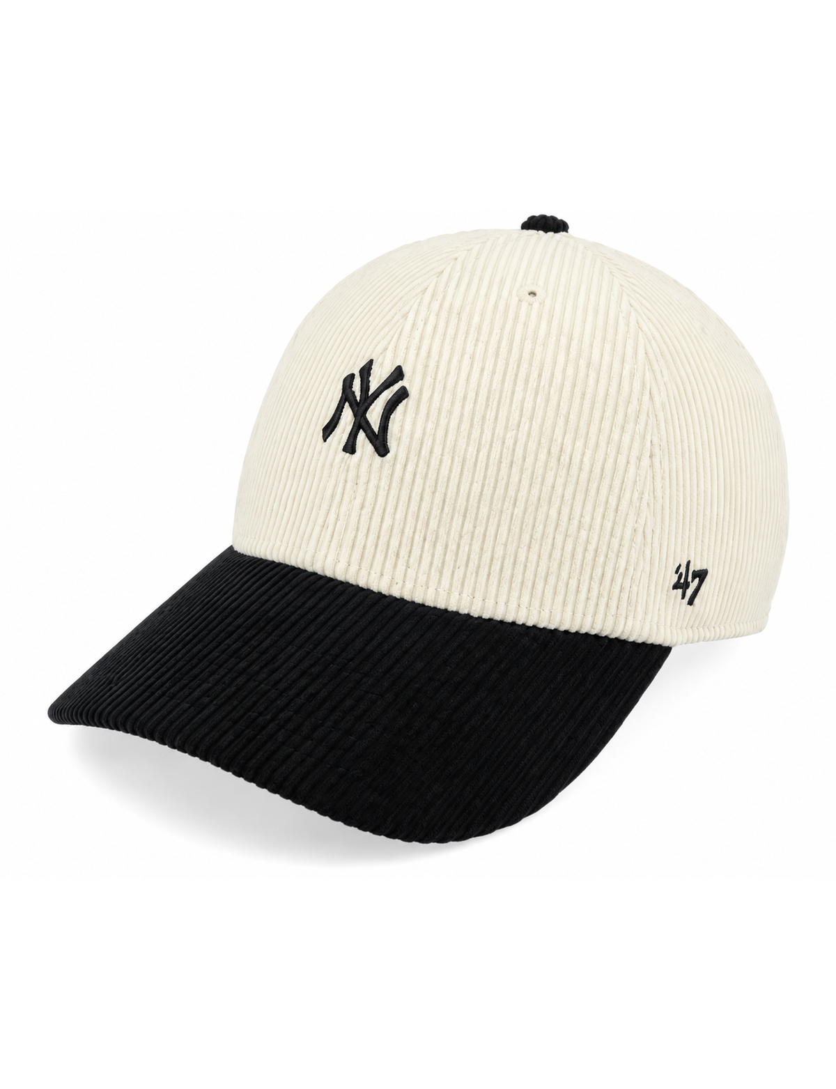 NY Yankees Cord Base Runner Cap, Natural/Black