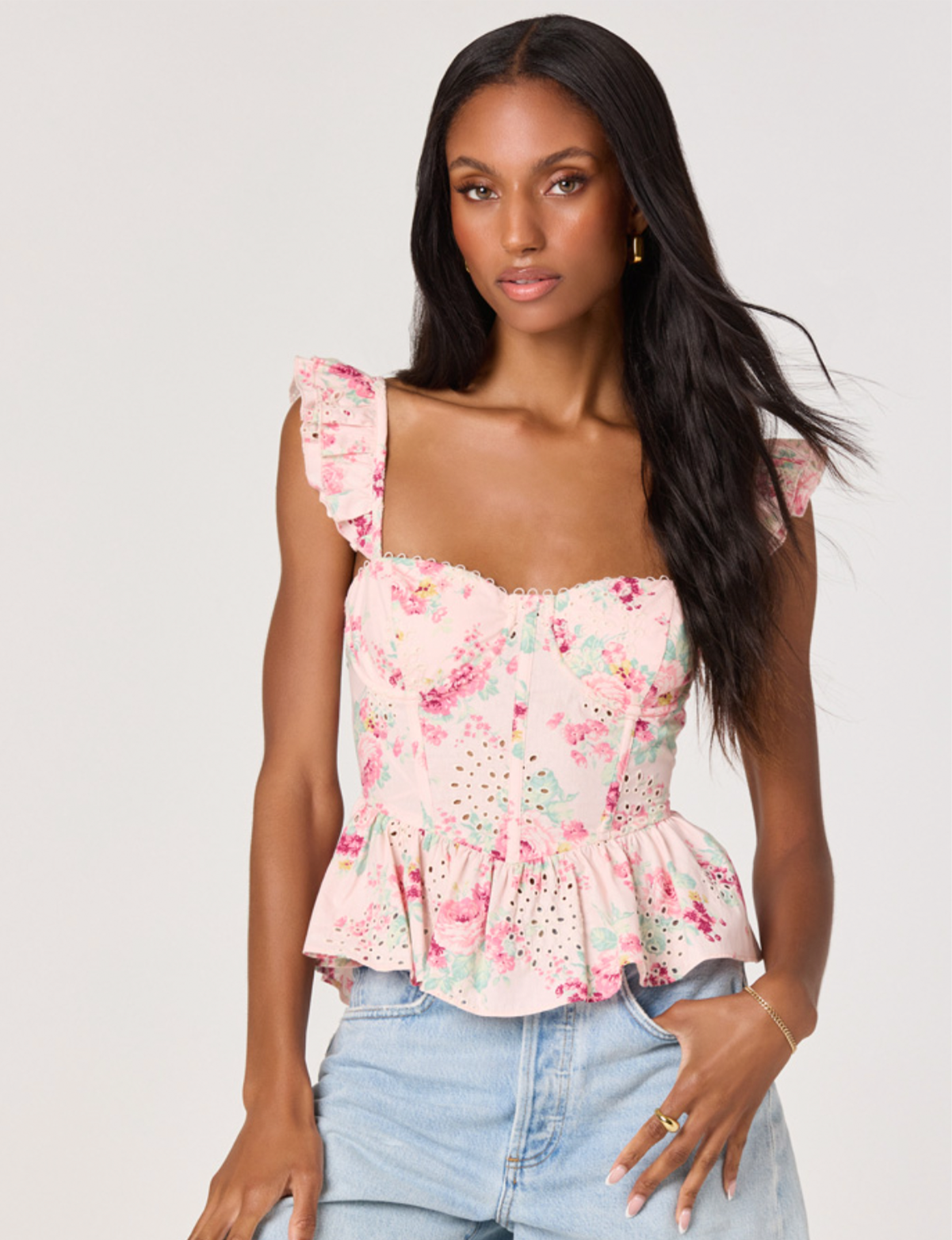 Baylin Top, Pink Floral