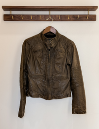 Blanc Noir Buckle Leather Jacket, Bark