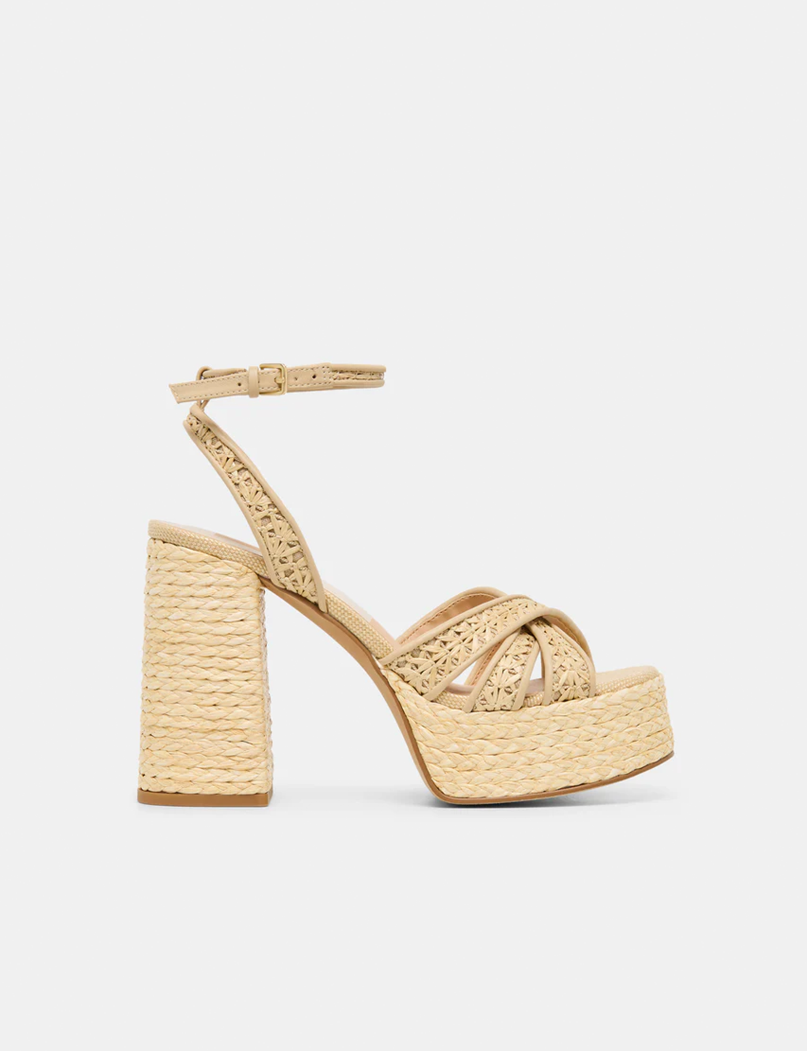 Danila Cross Hatch Heels, Natural Raffia