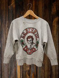 Grateful Dead Distressed Shrunken Crew Fleece, Heather Grey